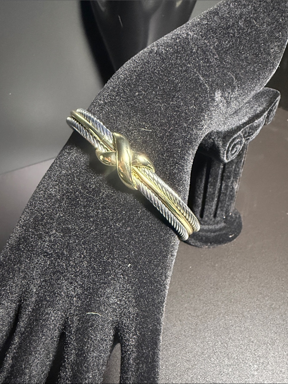 Gold and Silver Knot Cable Bangle Bracelet - Women's Accessories